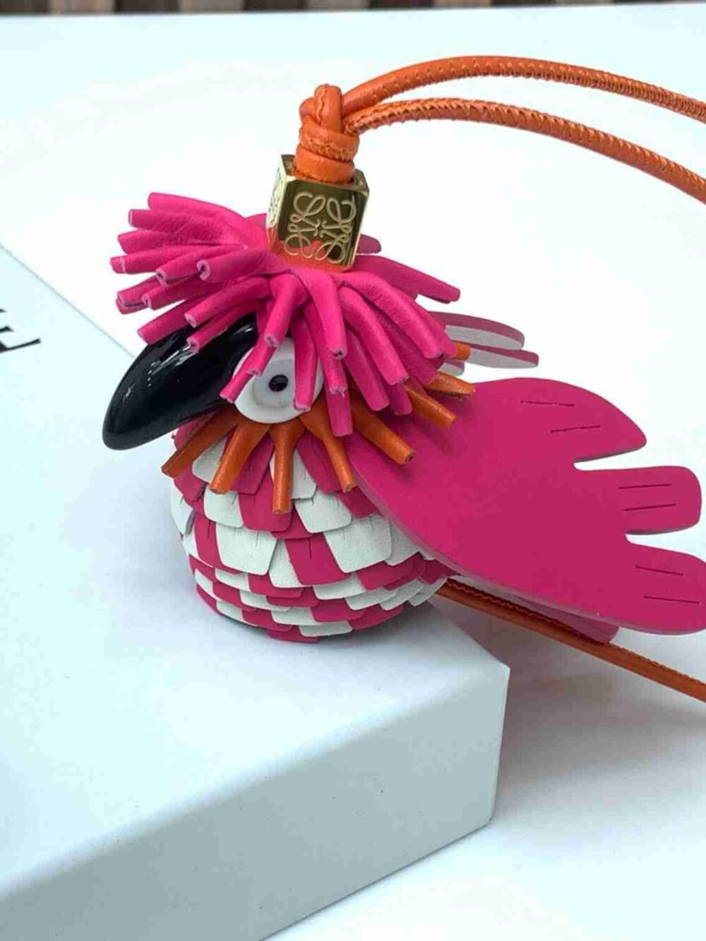 LOEWE Multicolor Leather Bird Charm with Anagram Cube